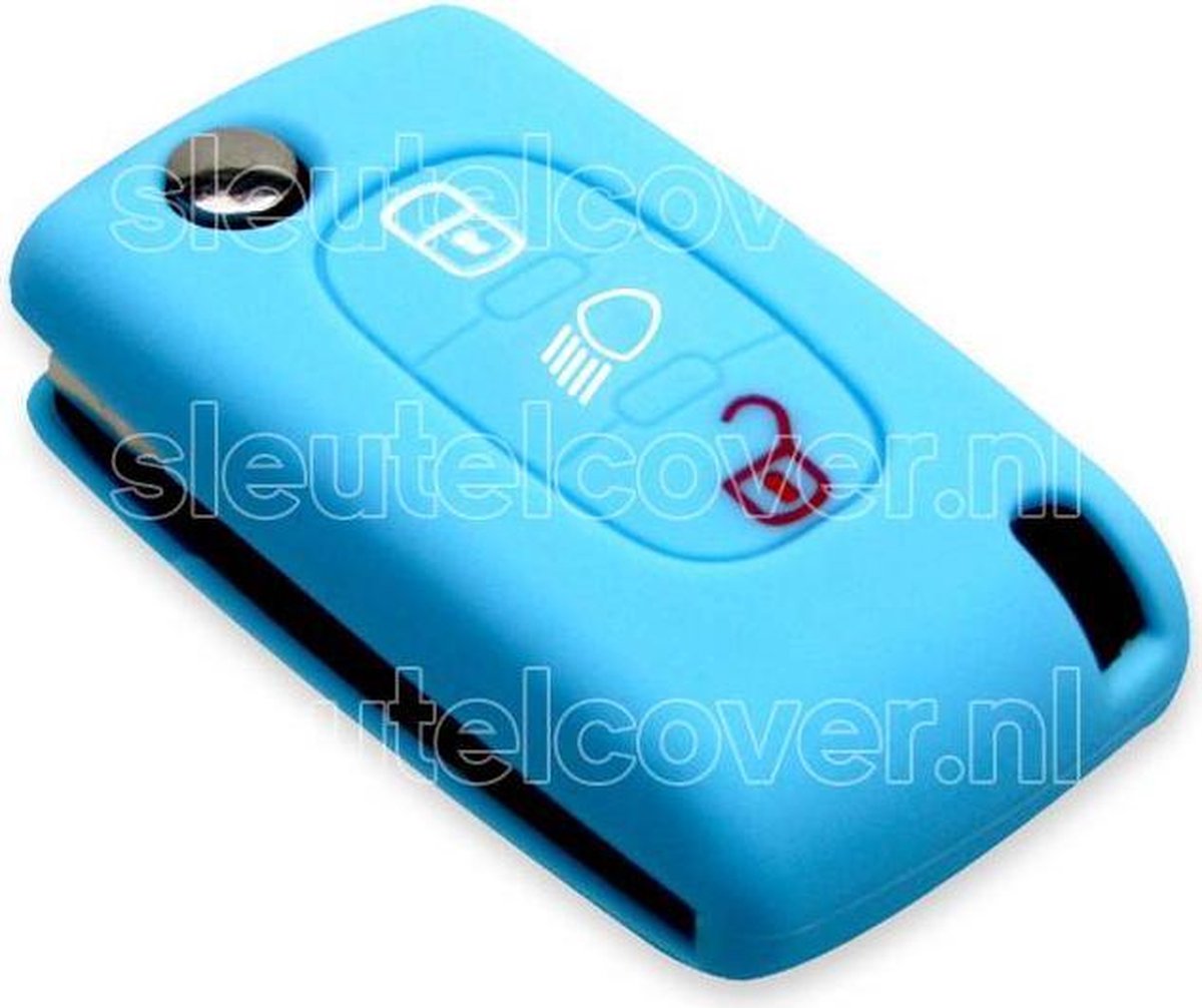 Peugeot SleutelCover - Lichtblauw / Silicone sleutelhoesje / beschermhoesje autosleutel