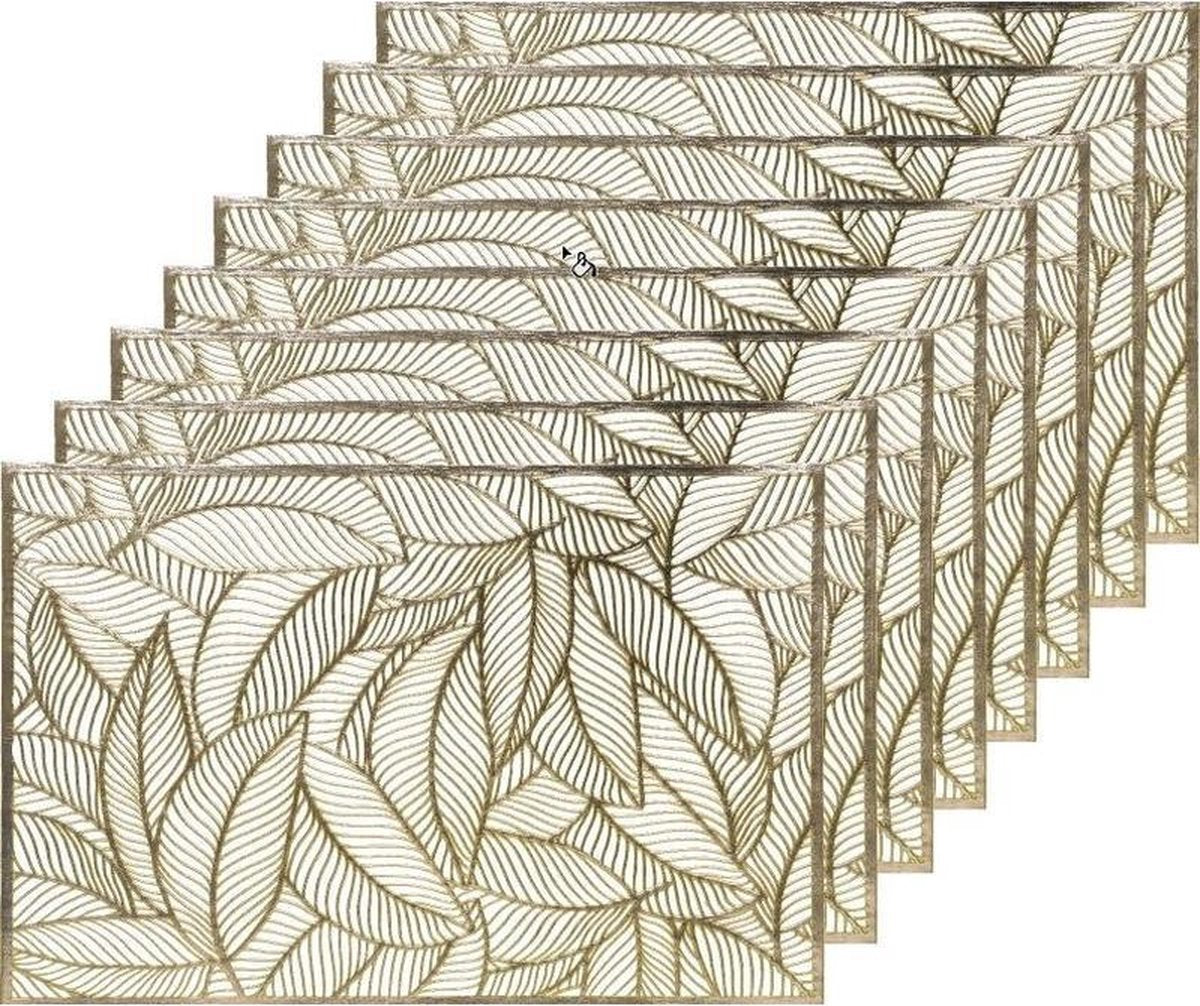 8x Gouden bladeren placemats 30 x 45 cm rechthoek - Goud thema tafeldecoraties versieringen