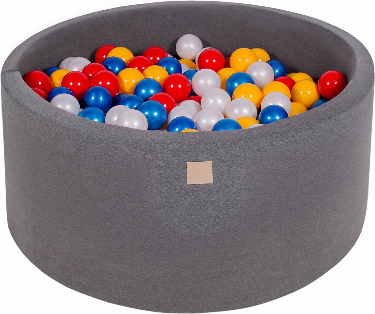 Ronde Ballenbak set incl 300 ballen 90x40cm - Donker Grijs: Rood
