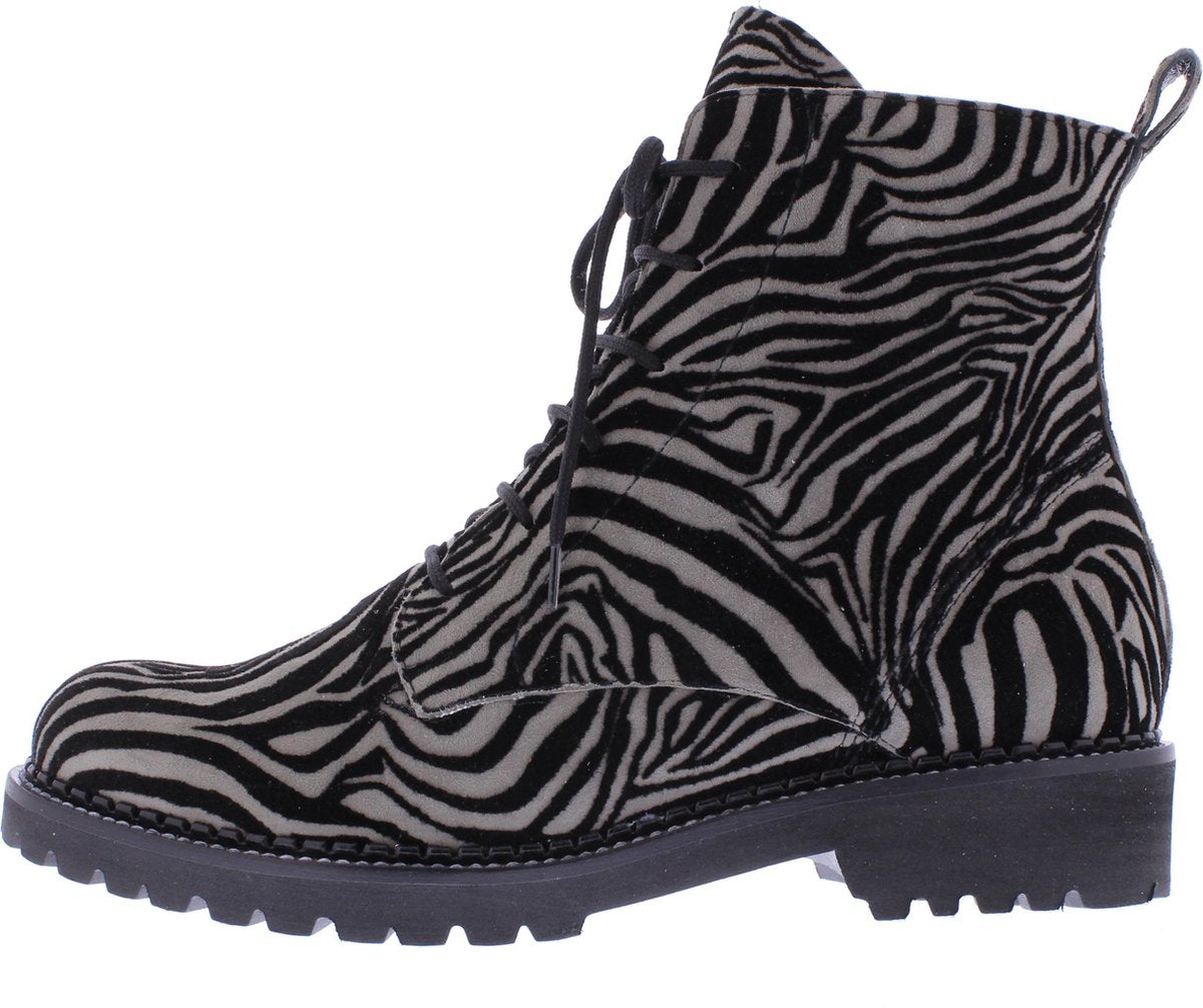 Verhulst - Kim veterlaarsje - zebra zwart grijs - wijdte H - maat 7