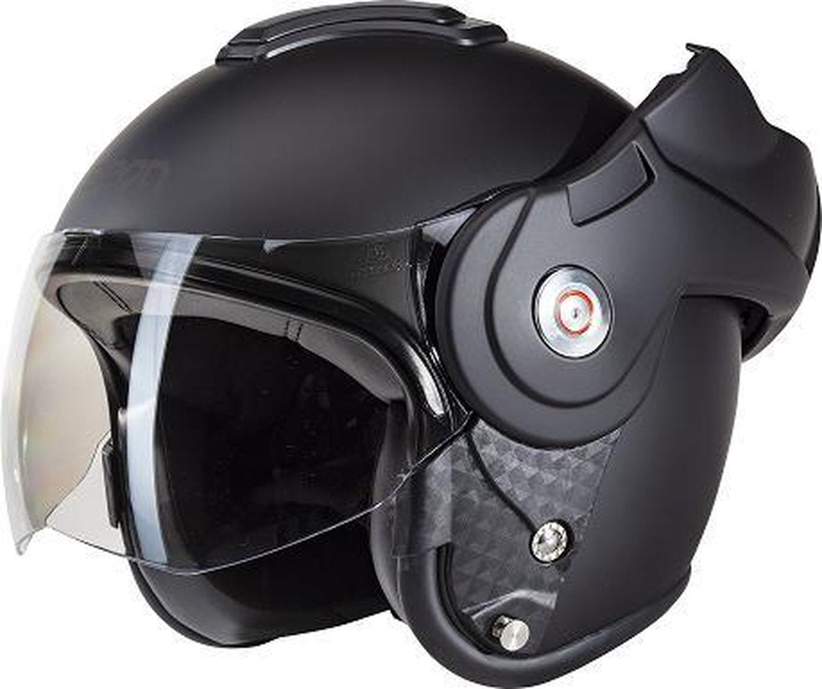 Beon B702 Systeemhelm Scooterhelm Motorhelm Mat Zwart - Maat L / 59 cm