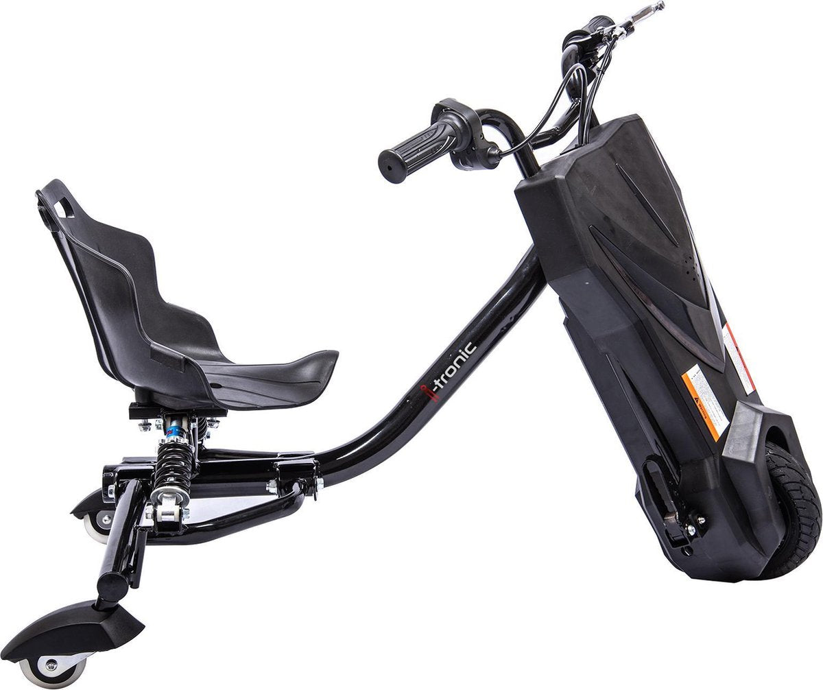 I-tronic - Elektrische Drift trike Kart 250W 36V Versie 2.0 Mat zwart - Achtervering - LED wieltjes