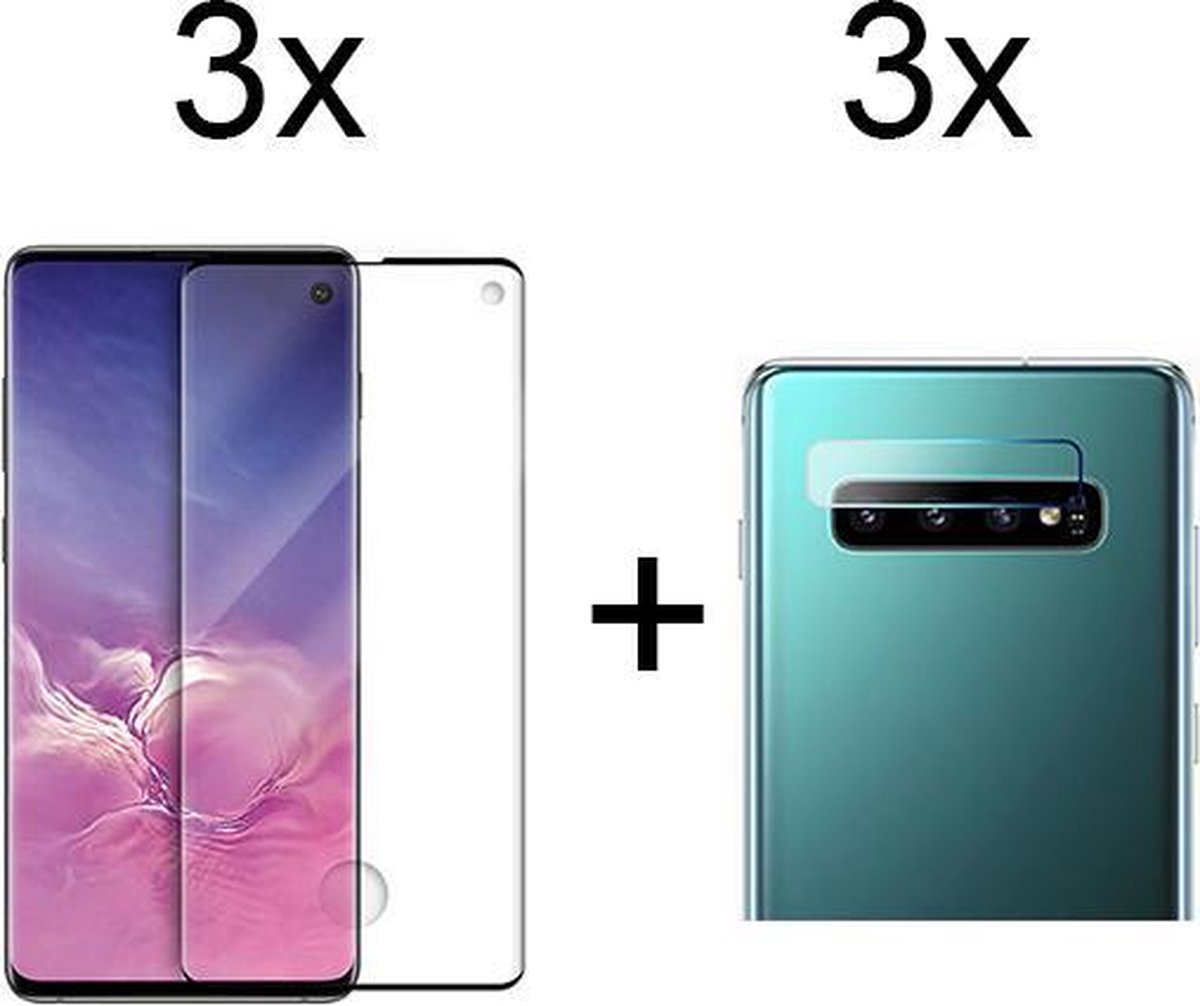 Beschermglas Samsung S10 Screenprotector Full 3 stuks - Samsung Galaxy S10 Screenprotector - Samsung S10 Screen Protector Camera - 3 stuks