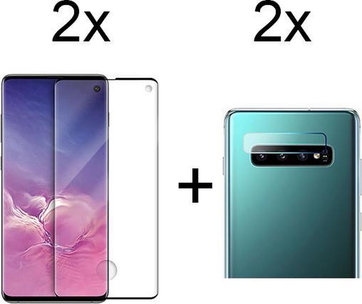 Beschermglas Samsung S10 Screenprotector Full 2 stuks - Samsung Galaxy S10 Screenprotector - Samsung S10 Screen Protector Camera - 2 stuks