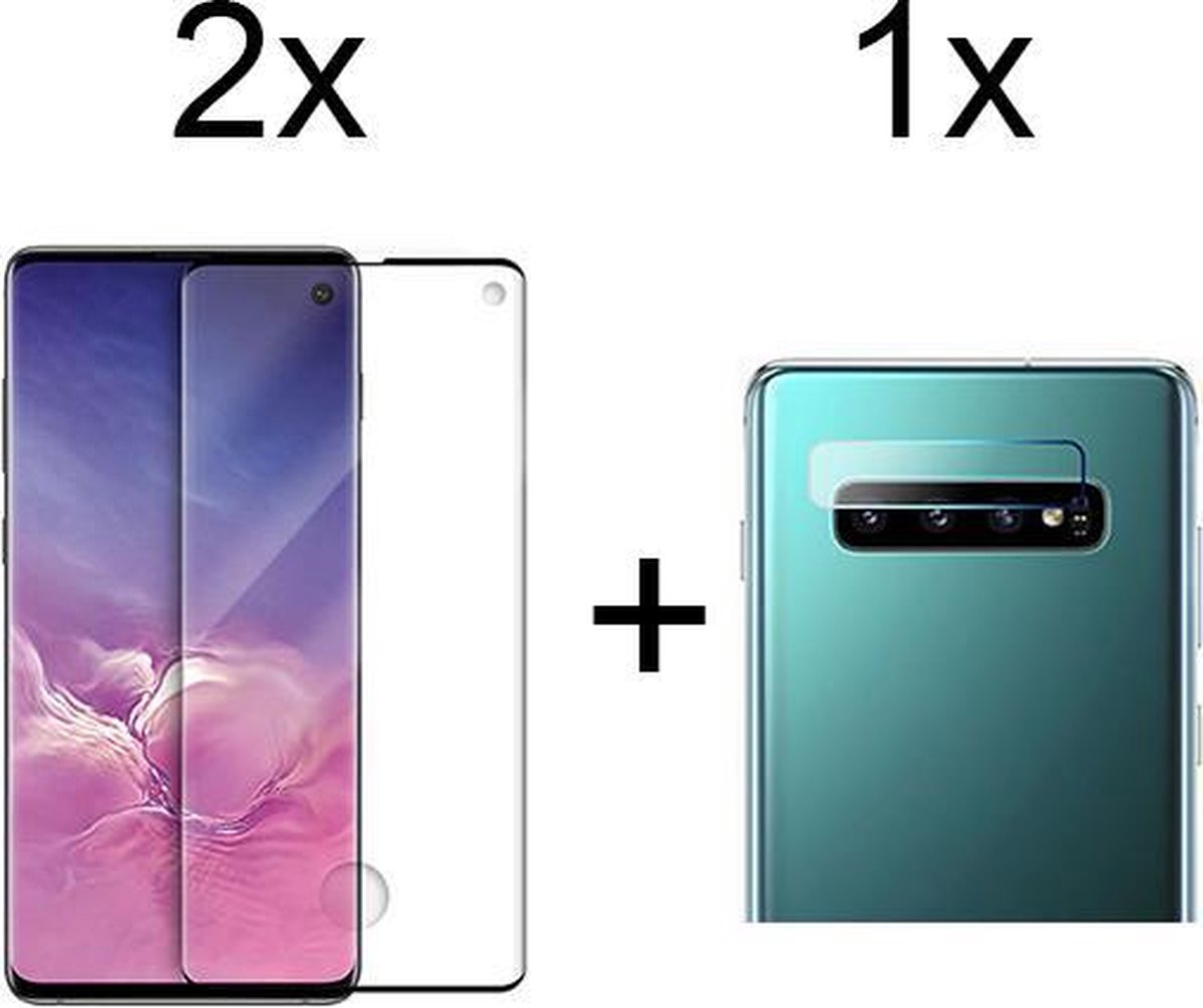Beschermglas Samsung S10 Screenprotector Full 2 stuks - Samsung Galaxy S10 Screenprotector - Samsung S10 Screen Protector Camera - 1 stuk