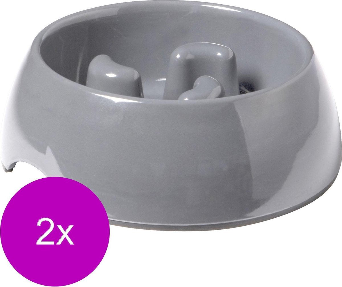 Adori Anti-Schrok Voerbak M 400ml Grijs - Hondenvoerbak - 2 x 17.5 cm