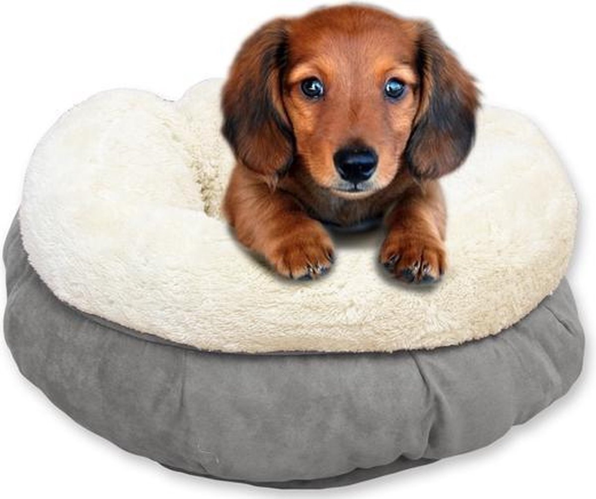 AFP Lamswol mand voor hond en kat 45 x 45 x 25 cm hondenmand kattenmand Grijs