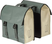 Dubbele fietstas Basil Urban Load 48-53 liter 41 x 18 x 46 cm - groen met wit reflective