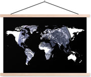 Schoolplaat - Wereldkaart - Zwart - Wit - Wereldbol - 90x60 cm