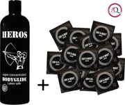HÉROS glijmiddel 500 ml + 100 Day & Night condooms combipack