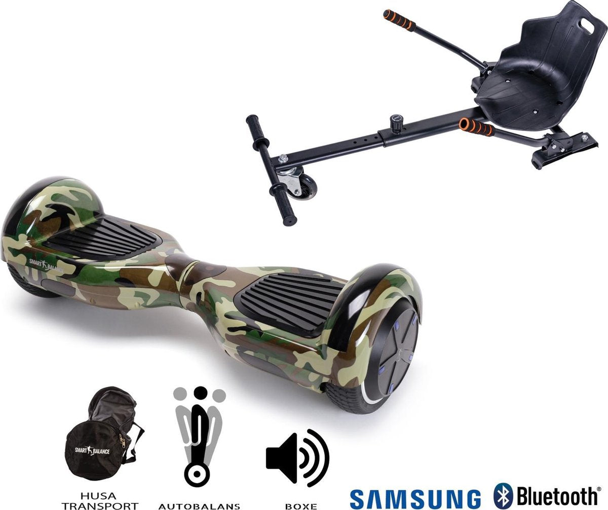 Hoverboard | 6.5 Inch Wielen | Self Balance Hoverboard met Hoverkart| Oxboard | Bluetooth Speakers | Camouflage