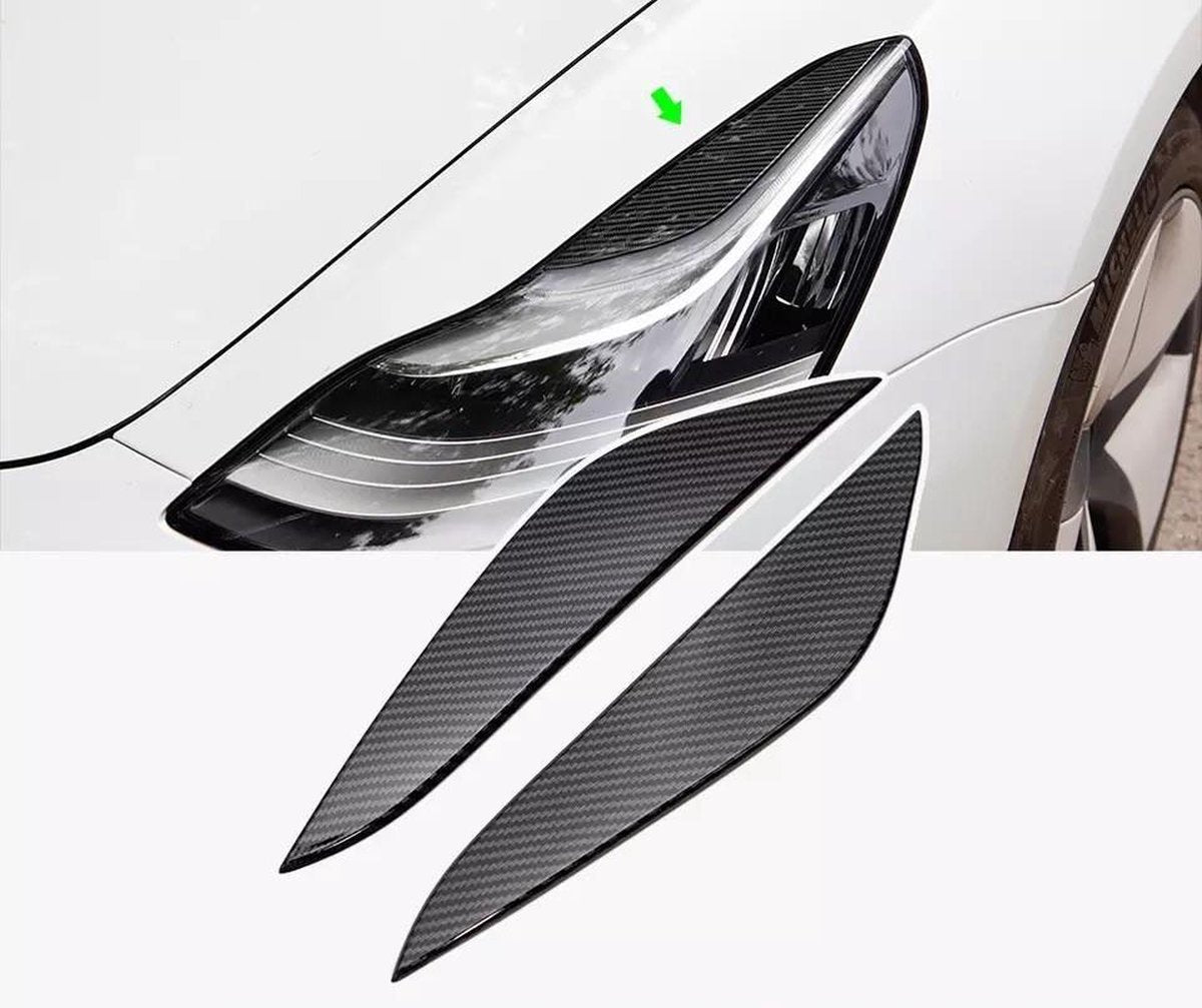 Tesla Model 3 Booskijkers Carbon Koplamp Covers Koplampspoiler Auto Exterieur Accessoires
