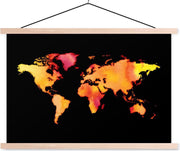 Schoolplaat - Wereldkaart - Aquarel - Kleuren - 150x100 cm - Blanke latten