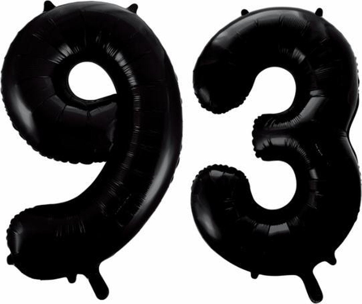 Folieballon 93 jaar zwart 41cm