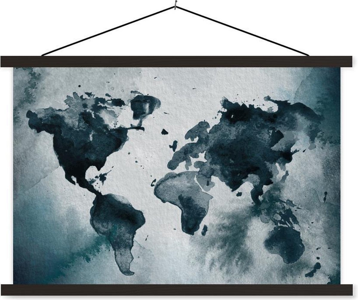 Schoolplaat - Wereldkaart - Abstract - Waterverf - 90x60 cm