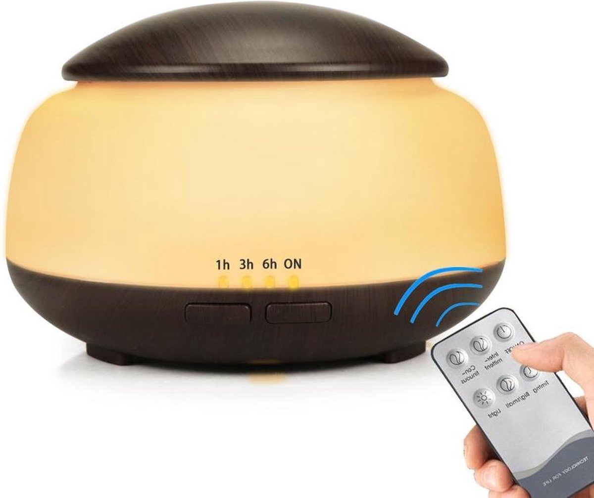 Vastu Aromadiffuser 7 LED kleuren - Afstandsbediening - 300ML - Inclusief Etherische Olien - Aromatherapie - Luchtbevochtiger - Vernevelaar -  Humidifier - Auto Stop -Smart Remote
