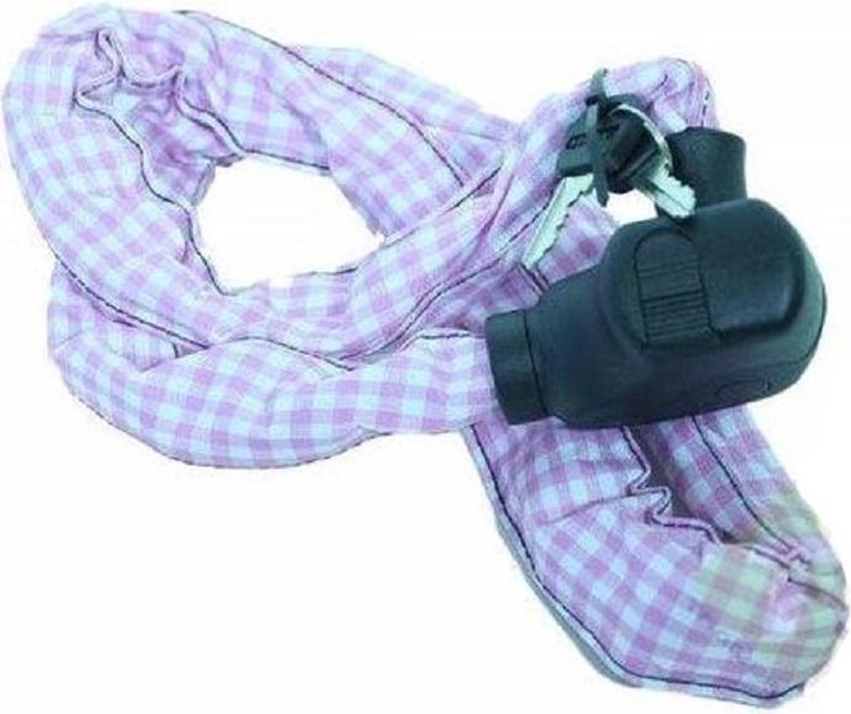 Stahlex Kettingslot Geruit 490 | Fietsslot | Hangslot | 120 cm | Superstevig | Roze