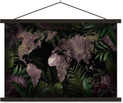Schoolplaat - Wereldkaart - Luxe - Planten - 60x40 cm - Zwarte latten