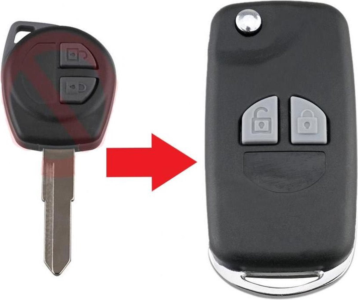 Autosleutel 2 knoppen klapsleutel ombouwset sleutelbehuizing geschikt voor Suzuki sleutel Swift / Suzuki Grand Vitara / Suzuki Wagon R / suzuki sleutel.