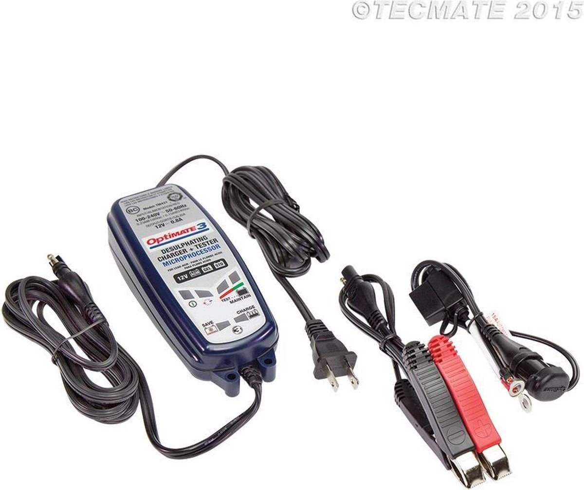 Tecmate Optimate 3 Acculader 12V 0.8A Batterijlader