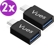 Set van 2 USB-C naar USB-A adapter OTG Converter USB 3.0 - USB C to USB A HUB - Verloop - Zwart