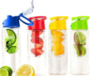 FIGURETTA familie-set | 4x waterfles met infuser |inhoud 0.7 ltr | BPA-vrij | groen geel blauw rood