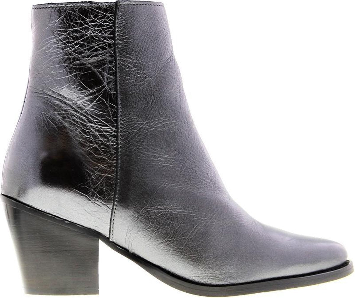 Tango | Ella square 10-d gun metal crack leather boot - black heel/sole | Maat: 41