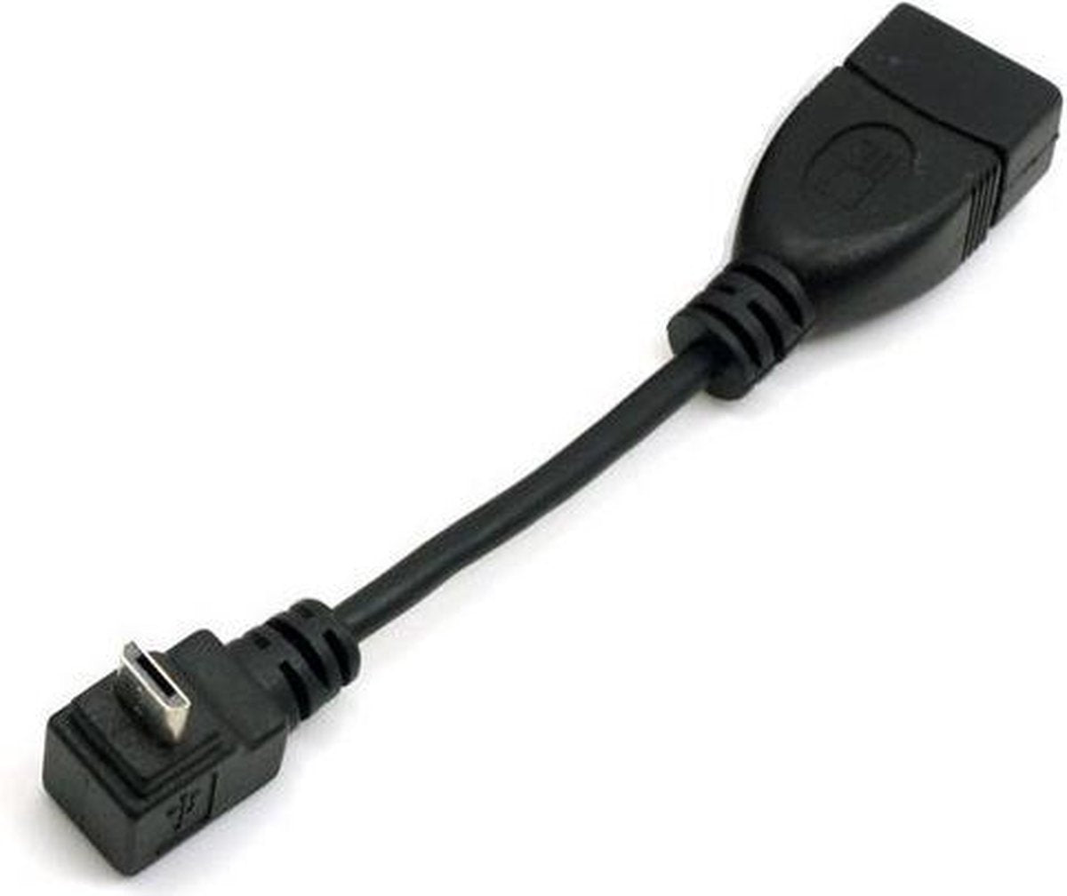 Coretek USB Micro B (m) haaks naar USB-A (v) OTG adapter - USB2.0 - tot 1A / zwart - 0