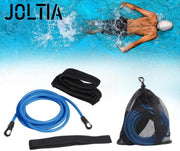 JOLTIA - Zwemelastiek 500 - Zwemtraining - Zwem elastiek met weerstand - Resistance cords - Voor Volwassenen - Zwembad - Zwemelastieken met Riem / Gordel - Weerstandsband - Weerstandstube - Trainingsbanden - 3 meter - Blauw
