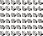 kwmobile set van 48 keystone adapters voor CAT6A kabels - Geschikt voor RJ45 poort - Met afgeschermde metalen behuizing - Overdrachtssnelheid 10 Gb/s