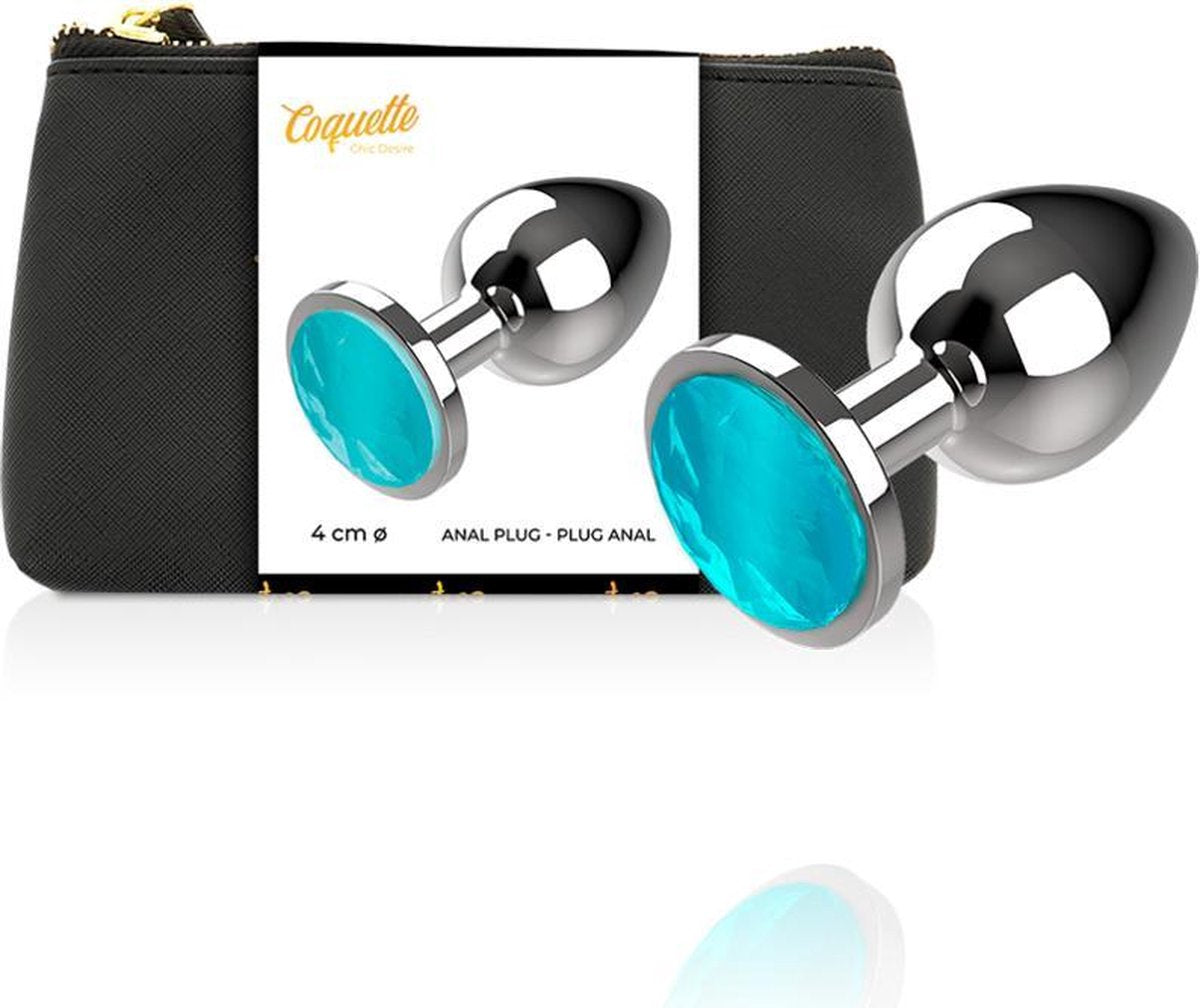 Coquette Anal Plug Metal Blue Color Size L 4 X 9cm 