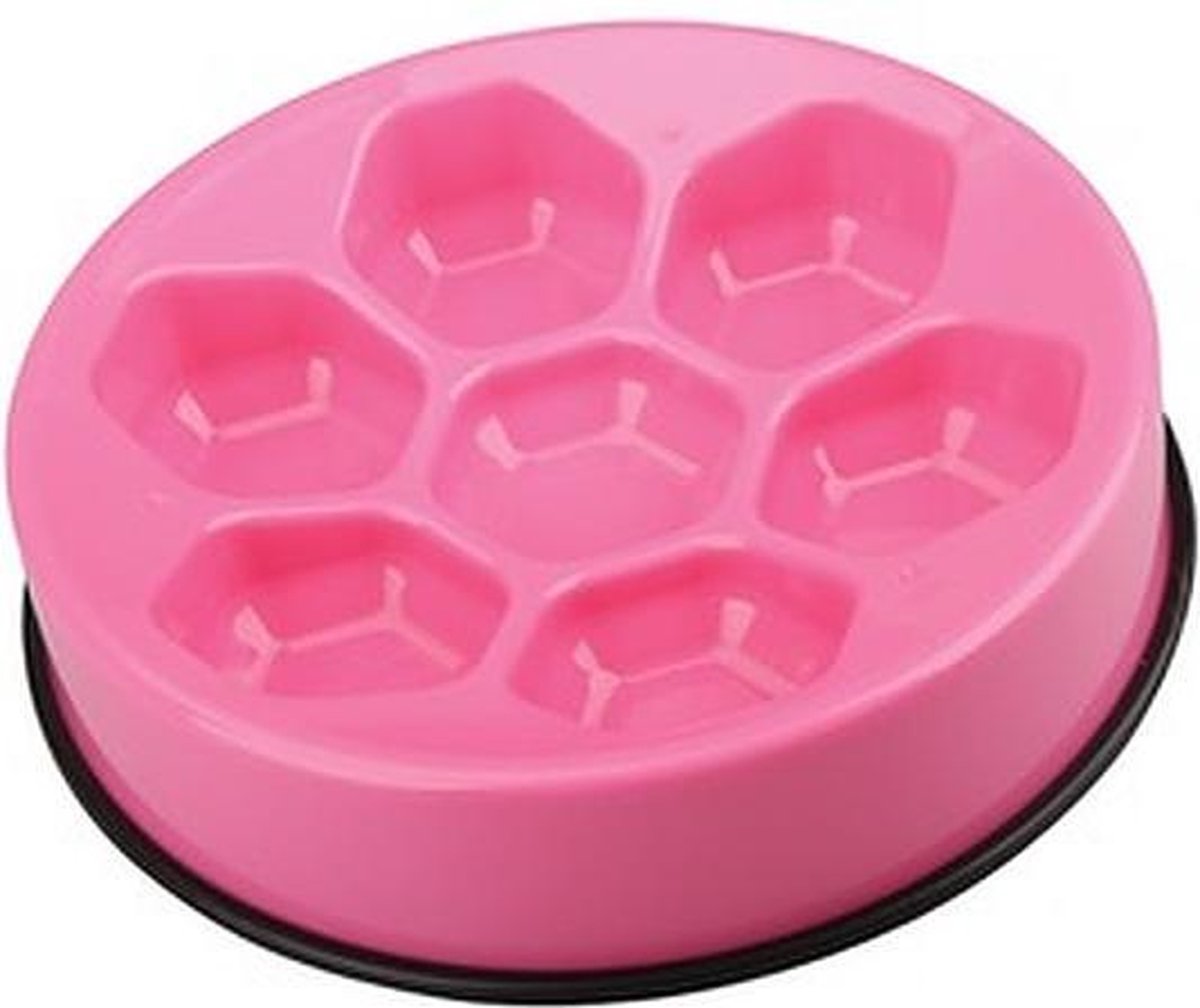 M-pets Voerbak Slow Feeder Cavity roze  25x25x5