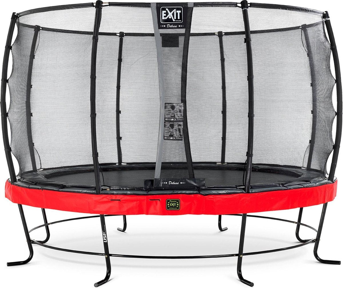 Trampoline EXIT Elegant Premium - ø366cm met net Deluxe - rood