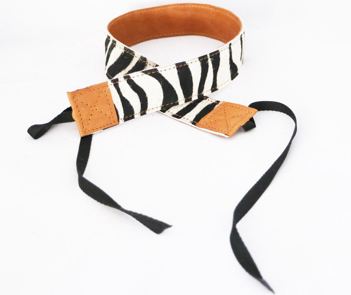 Leren camerariem "Sem" cognac Zebra - cameraband