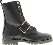 Tango | Bee 212-a black leather gold buckle boot - black sole/gold studs | Maat: 42