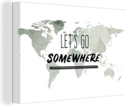 Canvas Schilderijen - Wereldkaart - Simpel - Quote - 60x40 cm - Wanddecoratie