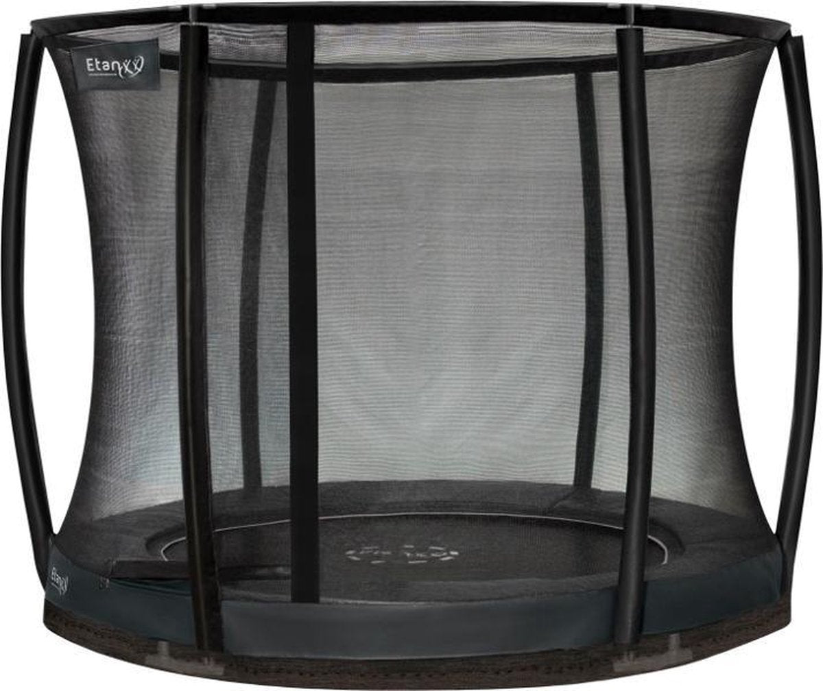 Etan Premium Gold Trampoline Inground met net deluxe - Ø 244 cm / 08 ft - incl. Deluxe Veiligheidsnet - UV-bestendig Randkussen - Grijs - Rond