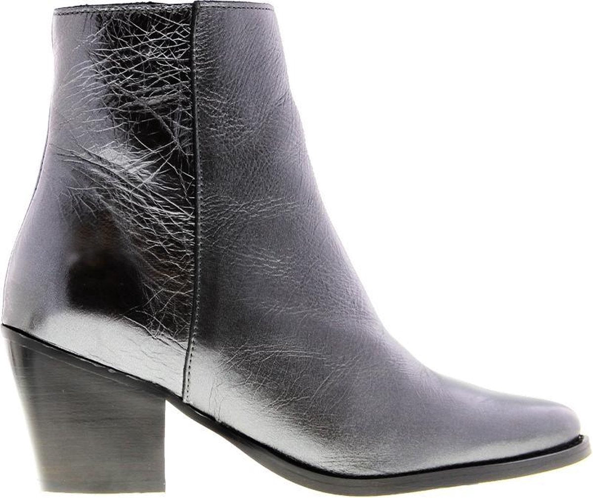 Tango | Ella square 10-d gun metal crack leather boot - black heel/sole | Maat: 40