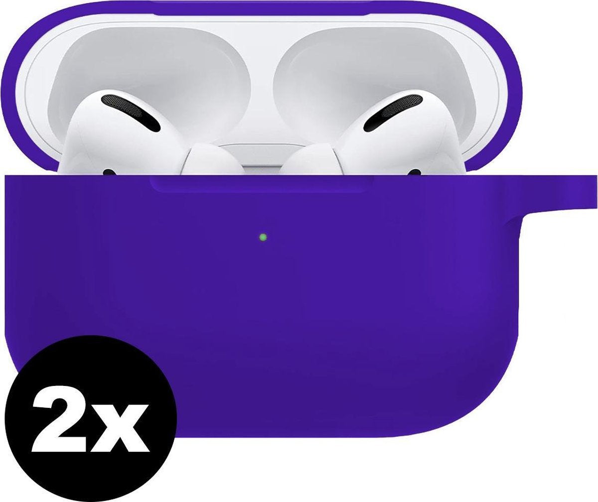 Hoes Voor Apple AirPods Pro Hoesje Siliconen Case - Donker Blauw - 2 PACK