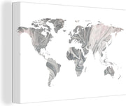 Canvas Schilderijen - Wereldkaart - Verf - Grijs - 150x100 cm - Wanddecoratie