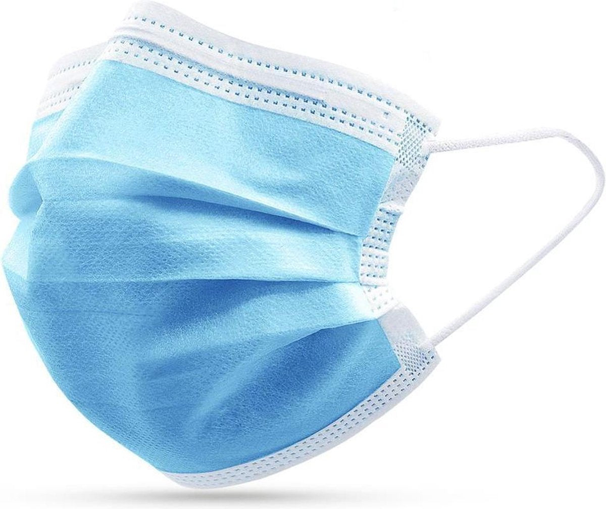 Mondkapjes - Mondkapje - Mondmaskers - Sofmasker - Mondmasker - 3-laags - met Elastieken - Blauw - 50stuks - Fepro
