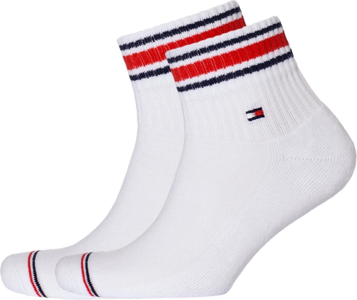 Tommy Hilfiger Iconic Quarter Socks (2-pack) - heren sneaker sportsokken katoen - wit -  Maat: 43-46