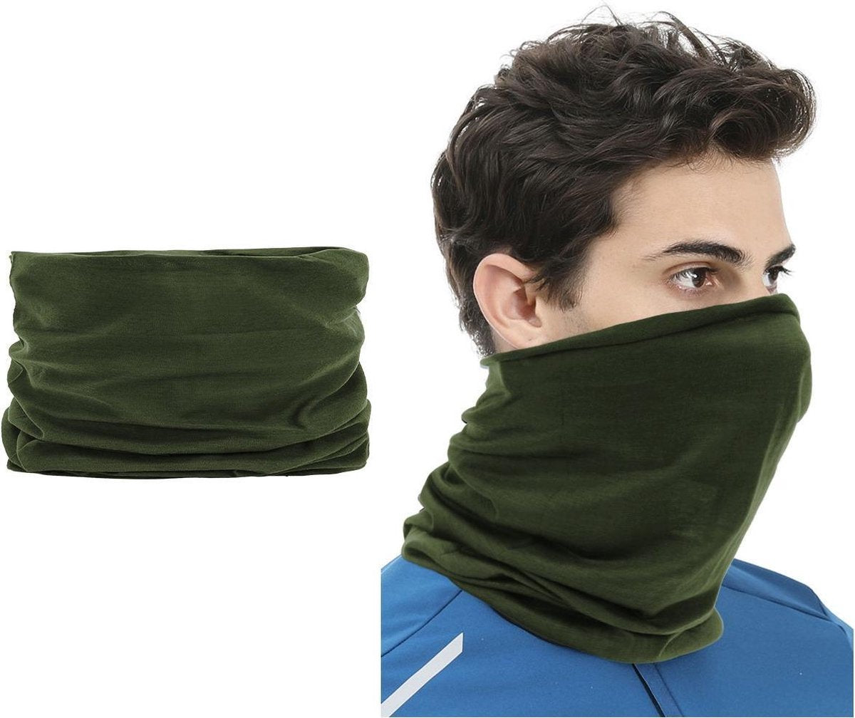 Su.B.dgn 2 Stuks Multifunctioneel Polyester Col Colsjaal - Bivakmuts Balaclava Bandana  Ideaal voor  Sport  Fietsen Motor  - Unisex - Donker Groen