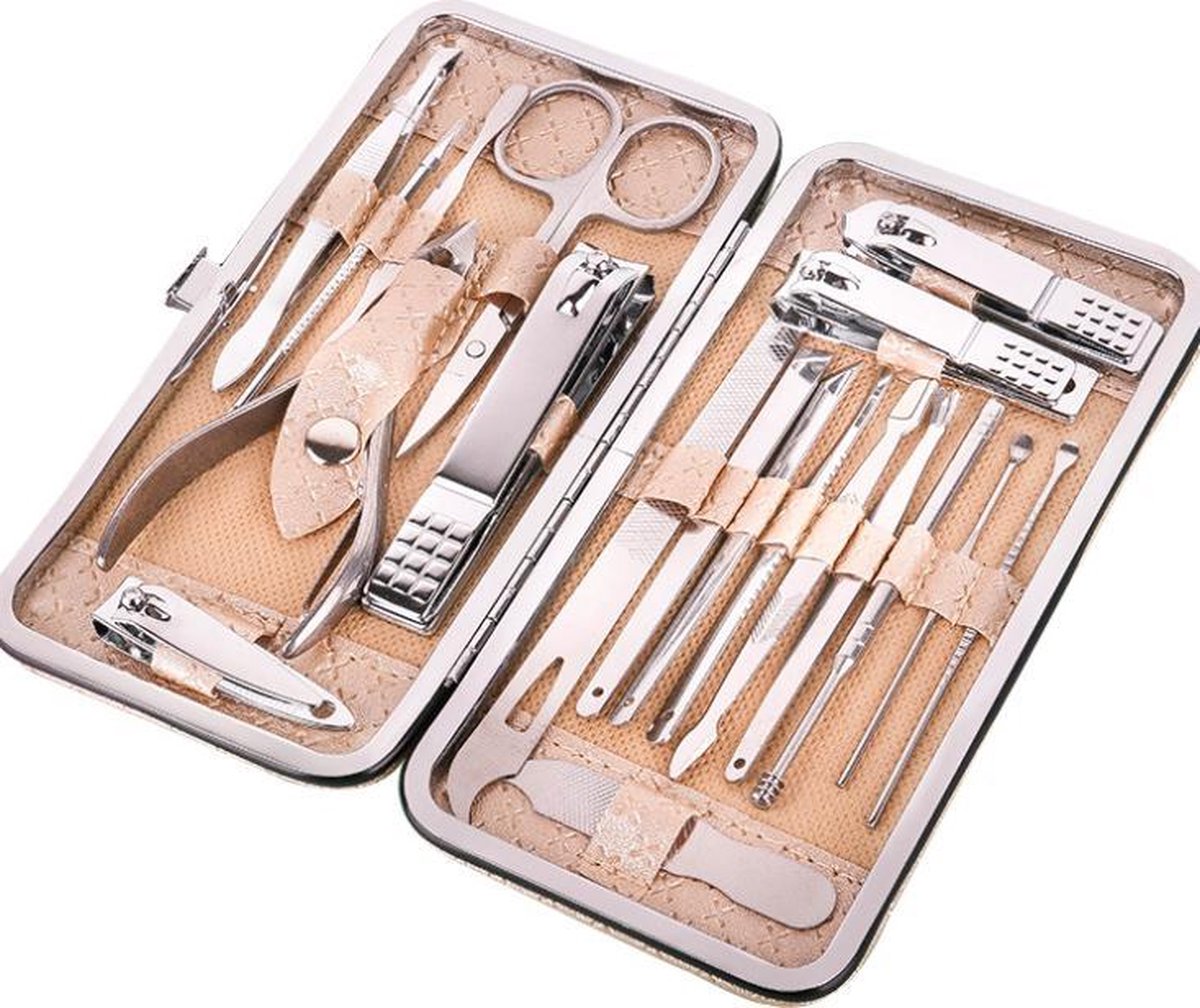 MIRO Manicure Set 19-Delig Inclusief Luxe Etui Champagne