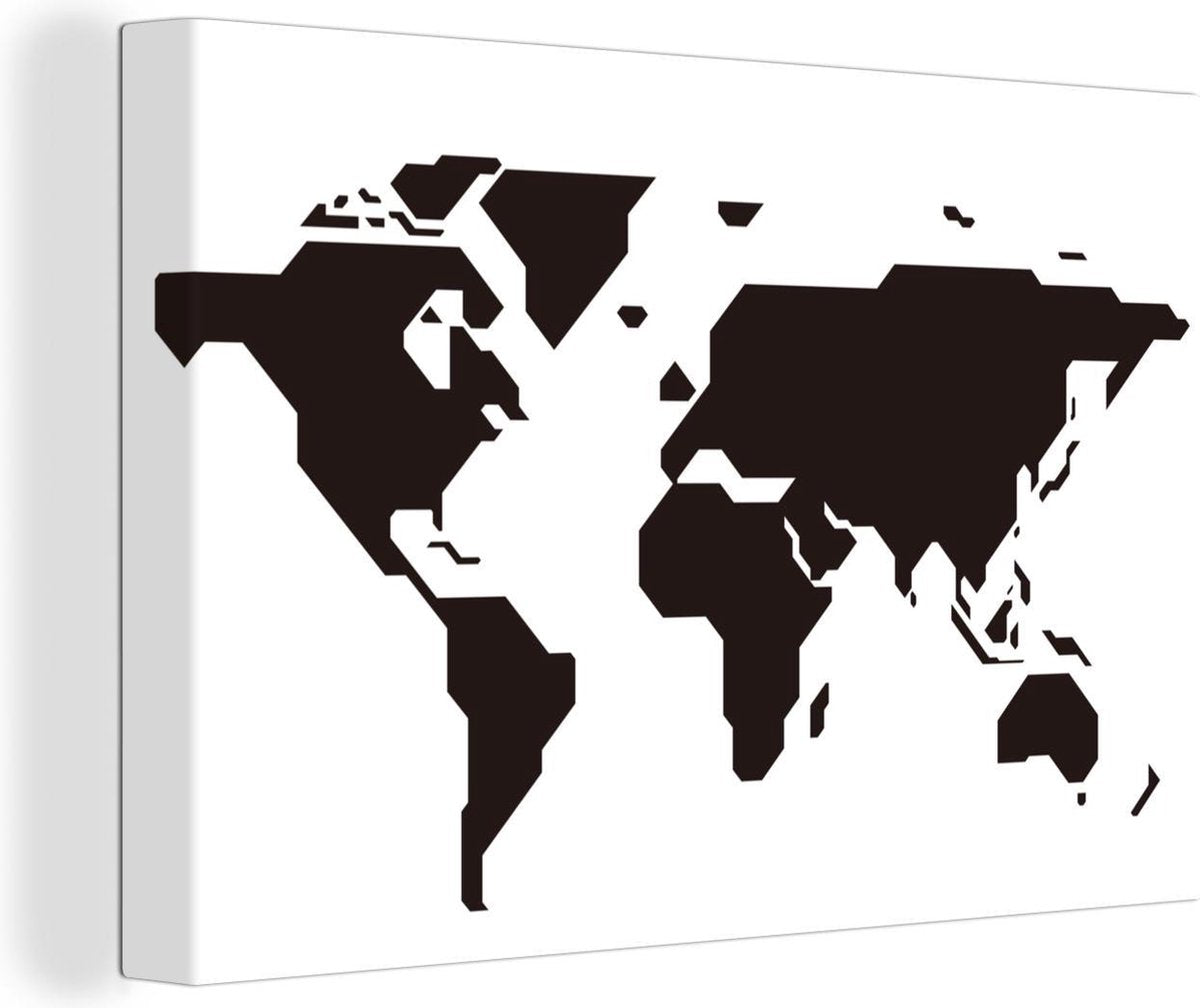 Canvas Moderne wereldkaart rechte lijnen - 120x80 cm - Wanddecoratie