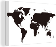 Canvas Moderne wereldkaart rechte lijnen - 120x80 cm - Wanddecoratie