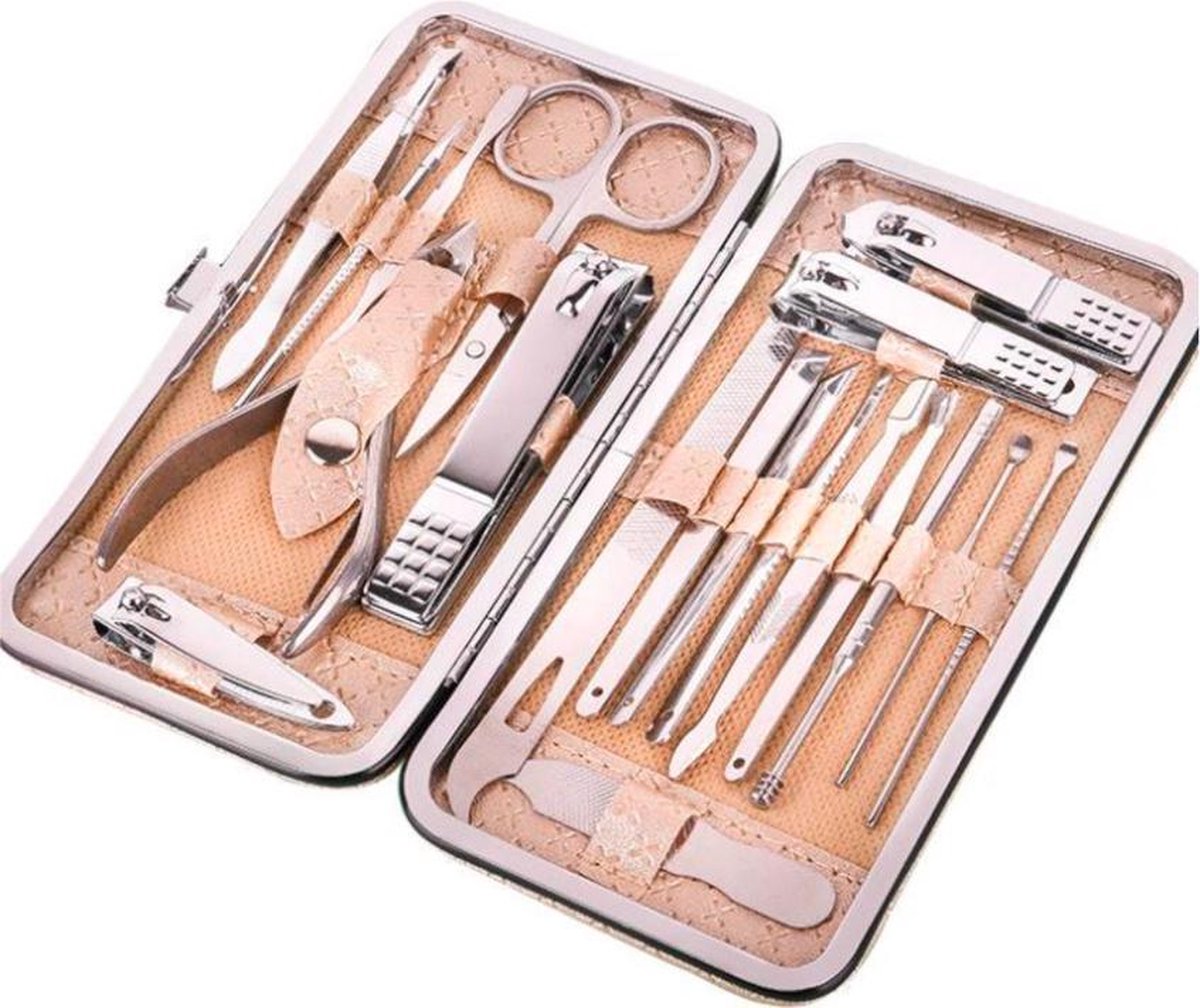 MIRO Manicure Set 19-Delig Inclusief Luxe Etui Champagne