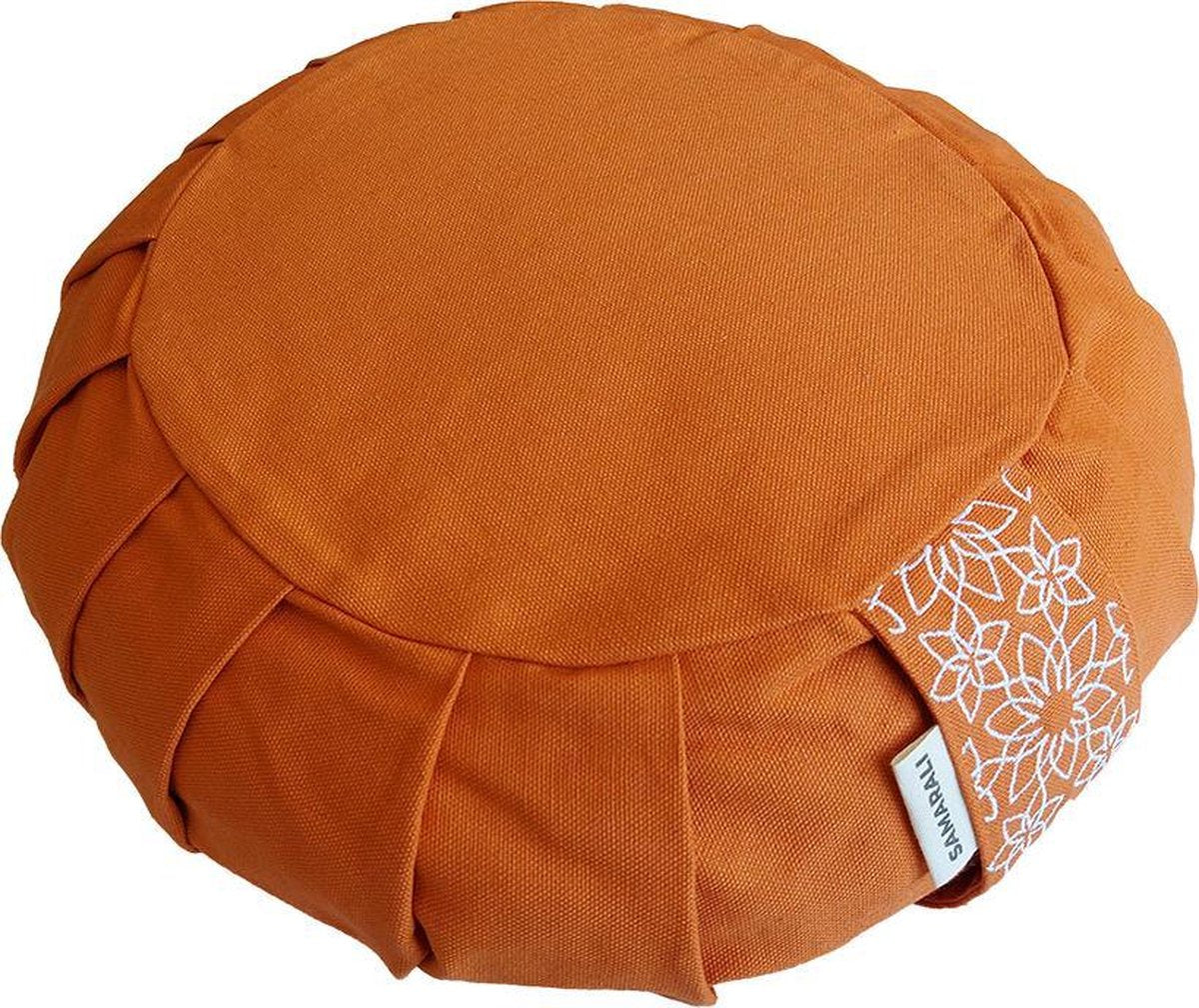 Samarali meditatiekussen rond (Oranje) - ethisch geproduceerd van 100% biologisch katoen (GOTS gecertificeerd)| 2lagen | 25 x 25 x 17 cm |Verkrijgbaar in 6 natuurlijke kleuren