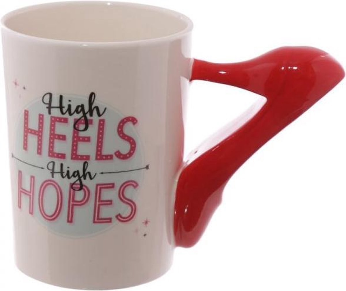 Mok met rode pump high heels