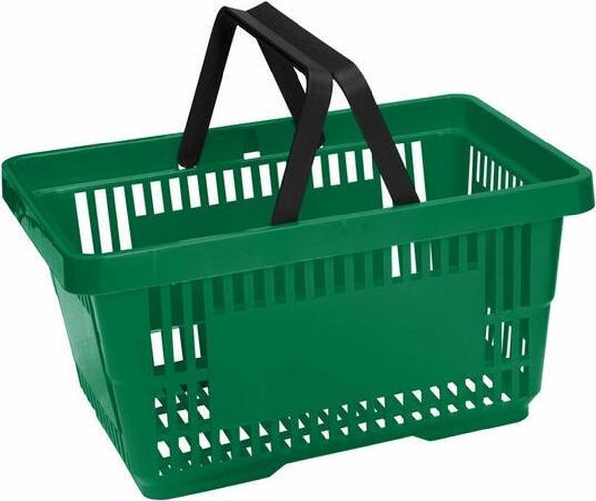 Winkelmandje 20 liter – groen – 2 handvaten - 10 stuks